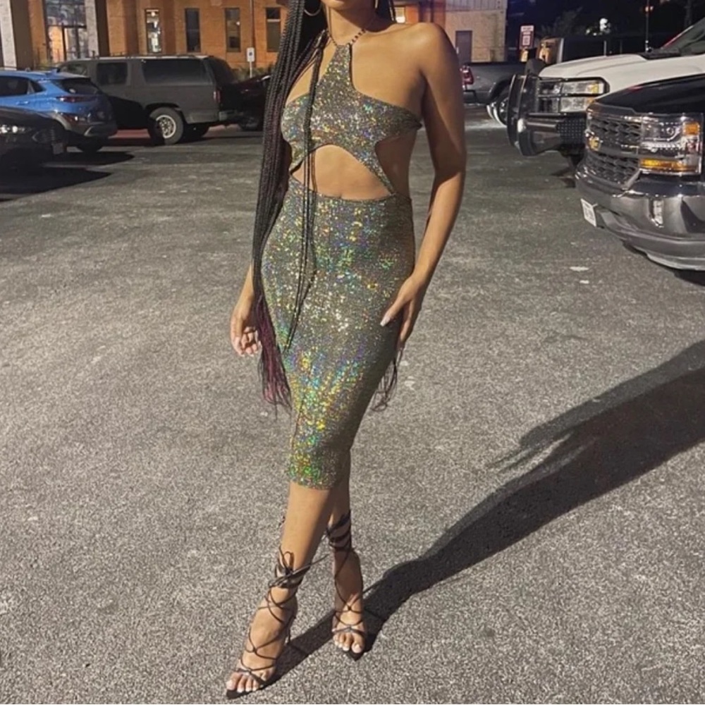 SMALL Sparkle star cut out dress